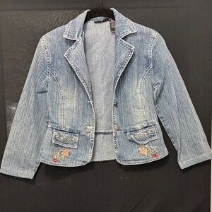 Chic Embroidered Kids Denim Jacket
